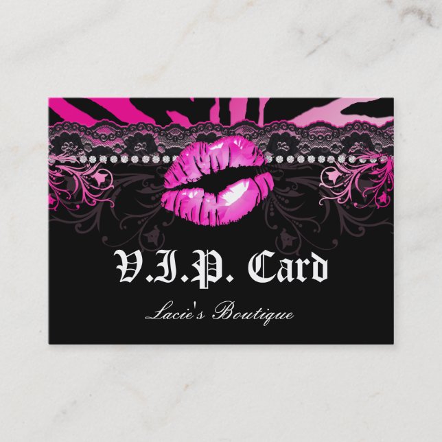 Mode VIP-Karten-Spitze-Lippenzebra-Rosa Rabattkarte (Vorderseite)