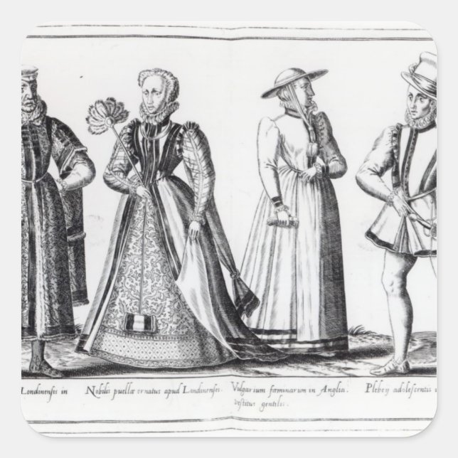 Mode während der Tudor-Periode Quadratischer Aufkleber (Vorderseite)