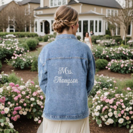 Mode Weiß Schriftzug Mrs. Name Jeansjacke