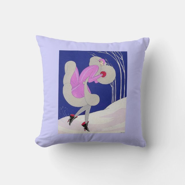 Modebewusste Dame im Winter Kissen (Vorderseite)