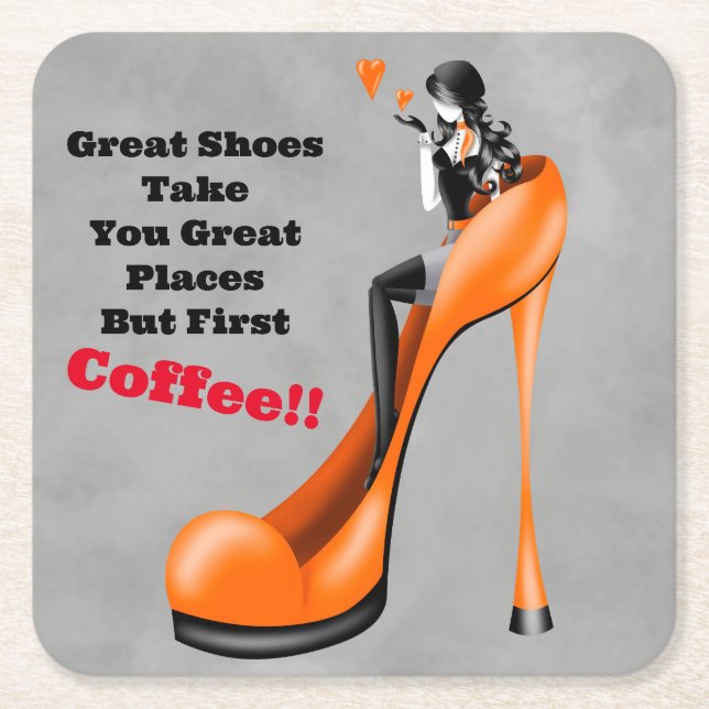 Modebewusste Dame in Stiletto Orange  Rechteckiger Pappuntersetzer (Vorderseite)