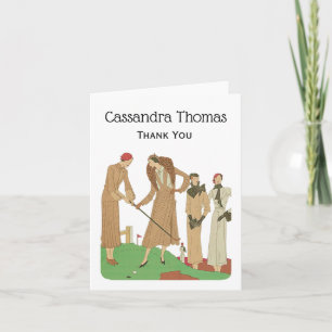 Modebewusste Damen der 20er Jahre spielen Golf Dankeskarte