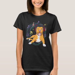 Modebewusster süßer Pitbull-Hund hört Musik Pitbul T-Shirt