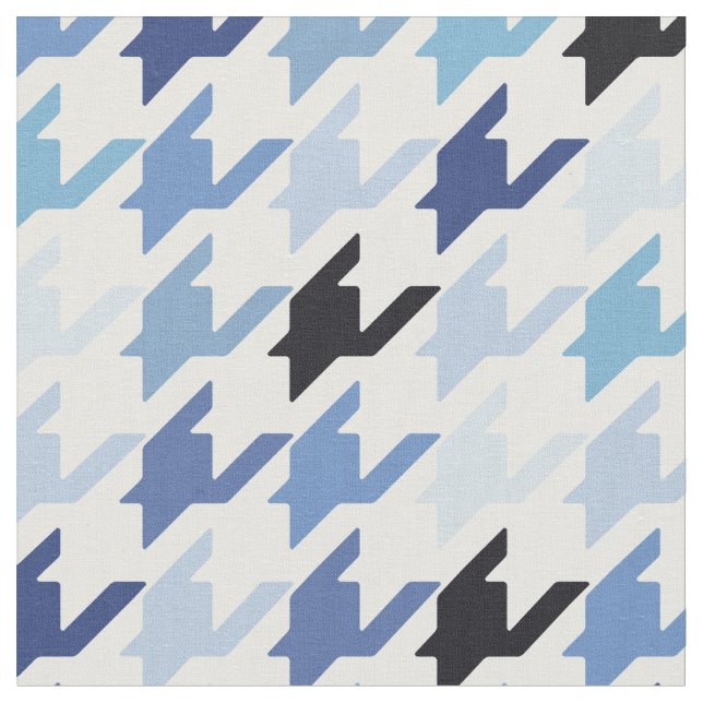 Modeblau-weiß-Hahnentrittmuster Stoff (Nahaufnahme)