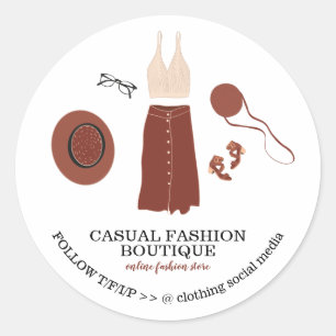 Modeboutique Boho Hipster Kleidung Runder Aufkleber