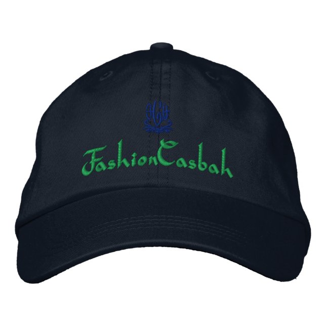 ModeCasbah Navy Bestickte Kappe (Vorderseite)