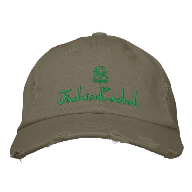 ModeCasbah Olive Green Bestickte Baseballkappe (Vorderseite)
