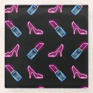 Modedesign mit Neon Icons. Glasuntersetzer