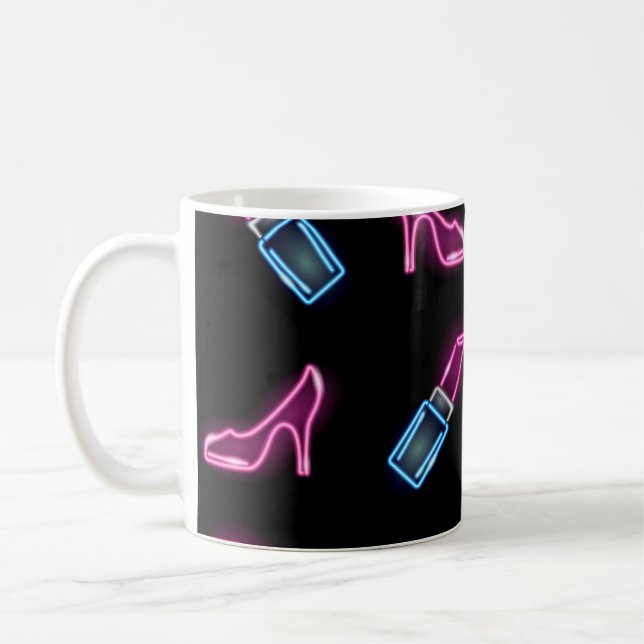 Modedesign mit Neon Icons. Kaffeetasse (Links)