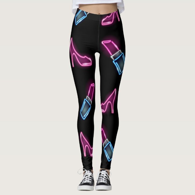 Modedesign mit Neon Icons. Leggings (Vorderseite)
