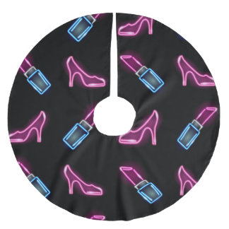 Modedesign mit Neon Icons. Polyester Weihnachtsbaumdecke