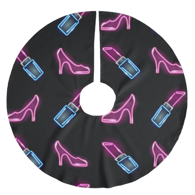 Modedesign mit Neon Icons. Polyester Weihnachtsbaumdecke (Vorderseite)