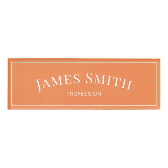 Modedesign Nectarine Orange: Elegant Minimalistisc Namenschild (Vorderseite)
