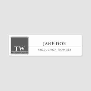 Modedesign Weiß Namensschild