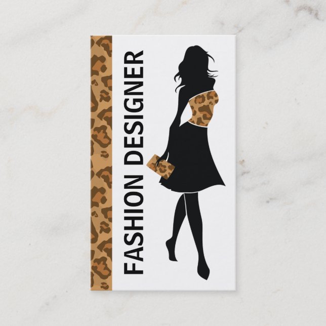 Modedesignerin mit braunem Panther-Druck Visitenkarte (Vorderseite)