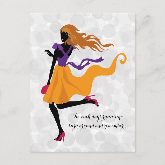 Modedesignvolle, helle Silhouette-Illustration Postkarte (Vorderseite)