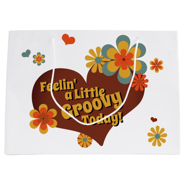 Modefarben der 70er Jahre Groovy Blume Große Gesch Große Geschenktüte (Vorderseite)