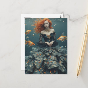 Modefotografie mit Goldfischen Postkarte