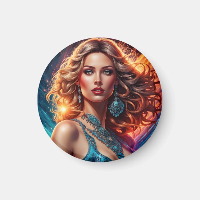 Modefrau feine Kunst Magnet (Vorne)