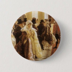 Modefrau von Tissot, Vintage Viktorianische Kunst Button