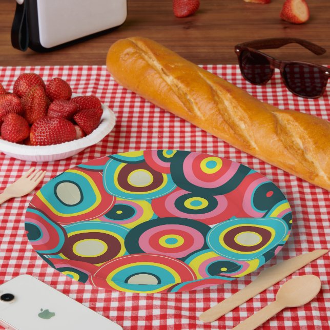 Modegeometrisch Vintag - Muster Stilvoll modern Pappteller (Picknick)