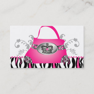Modehandtasche Kronencreme Rosa Zebra Floral Visitenkarte