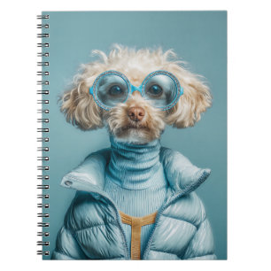 Modehund in blauem Outfit Notizblock