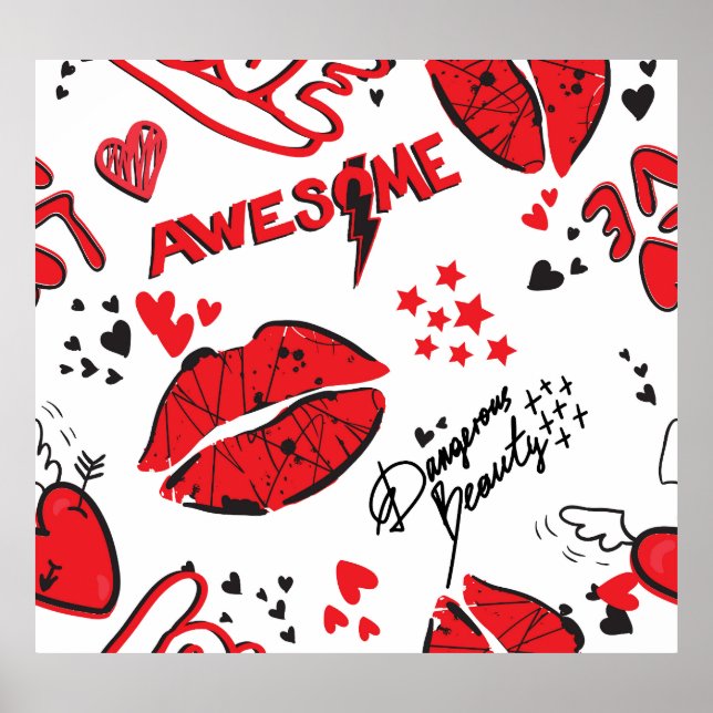 Modekizze Glamour: Girlish Print. Poster (Vorne)