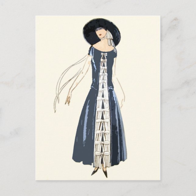 Modekleid und Hut für Frauen in den 1920er Jahren Postkarte (Vorderseite)