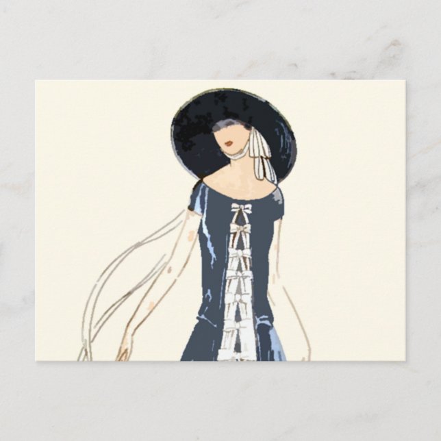 Modekleid und Hut für Frauen in den 1920er Jahren Postkarte (Vorderseite)