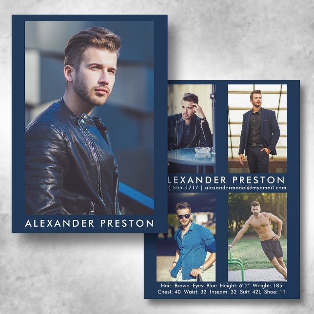 Model Actor 12x18 Comp Card 4 Foto Zurück Blau Einladung (Available in high quality print or digital download for quick messaging, email or self printing.)