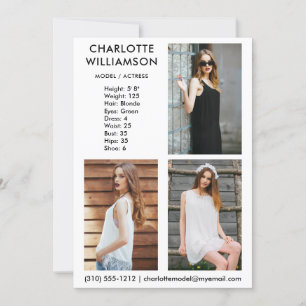 Model Actor 3 Foto Comp Card 12x18 W Einladung