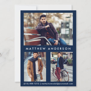 Model Actor Comp Card 3 Foto - Vorderblau