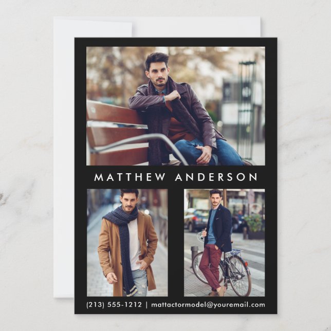 Model Actor Comp Card 3 Foto - Vorderschwarz (Vorderseite)