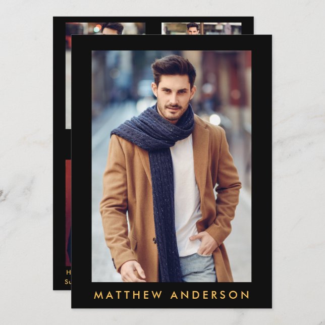 Model Actor Comp Card - 4 Foto Back Gold (Vorne/Hinten)