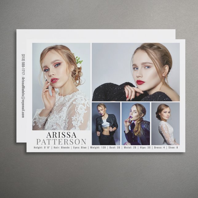 Model Actor Comp Card 6 Foto 12x18 Einladung (Available in high quality print or digital download for quick messaging, email or self printing.)