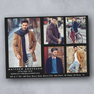 Model Actor Comp Card Black - 5 Fotos