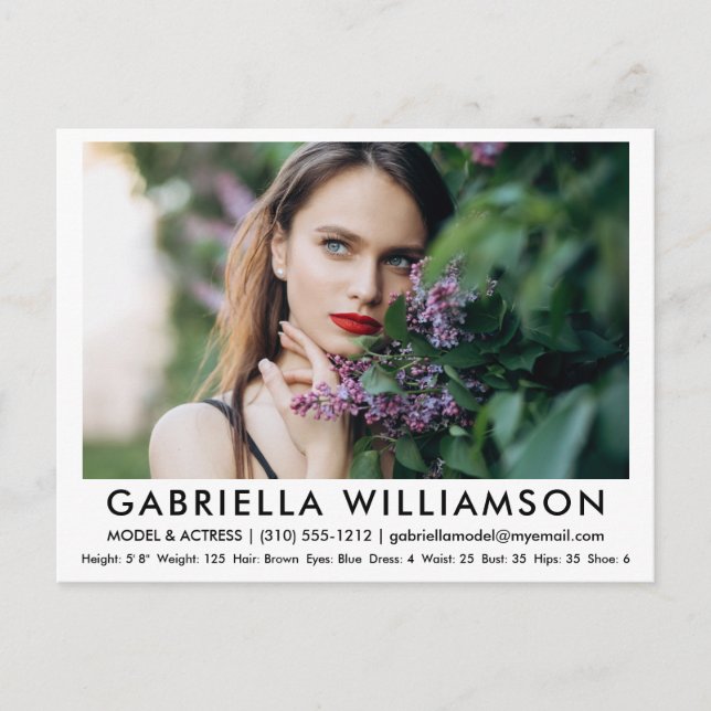 Model Actor Comp Card Foto Weiße Postkarte (Vorderseite)