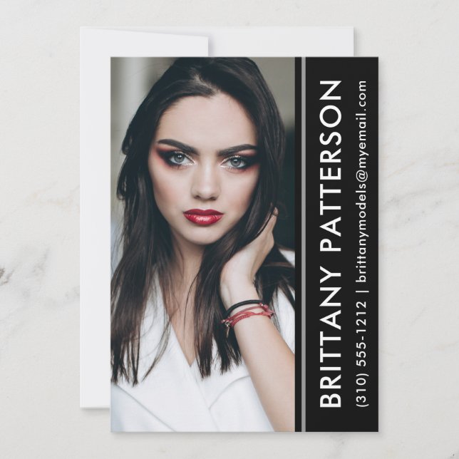 Model Actor Foto Comp Card 12x18 Black Strip Einladung (Vorderseite)