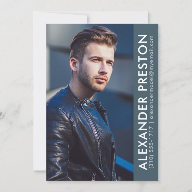 Model Actor Foto Comp Card 12x18 Blue AP Einladung (Vorderseite)