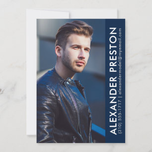 Model Actor Foto Comp Card 12x18 dk Blue AP Einladung