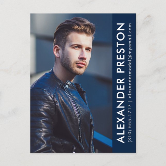 Model Actor Foto Comp Card Dk Blue AP Postkarte (Vorderseite)