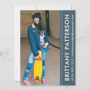 Model Actor Foto Pro Comp Card Blau Einladung