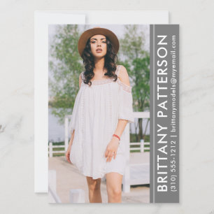 Model Actor Foto Pro Comp-Karte Grau Einladung