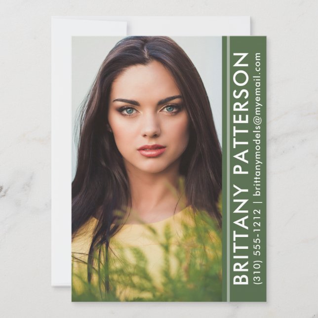 Model Actor Foto Pro Comp-Karte Grün Einladung (Vorderseite)