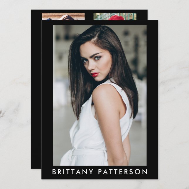 Model Actor Pro Comp Card Female 5 Foto Einladung (Vorne/Hinten)