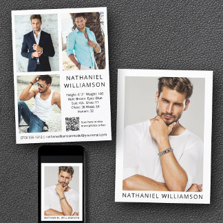 Model Actor QR Code 4 Foto Pro Comp Card Einladung