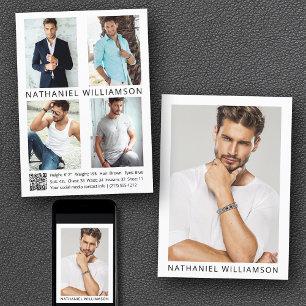 Model Actor QR Code 5 Foto Pro Comp Card Einladung