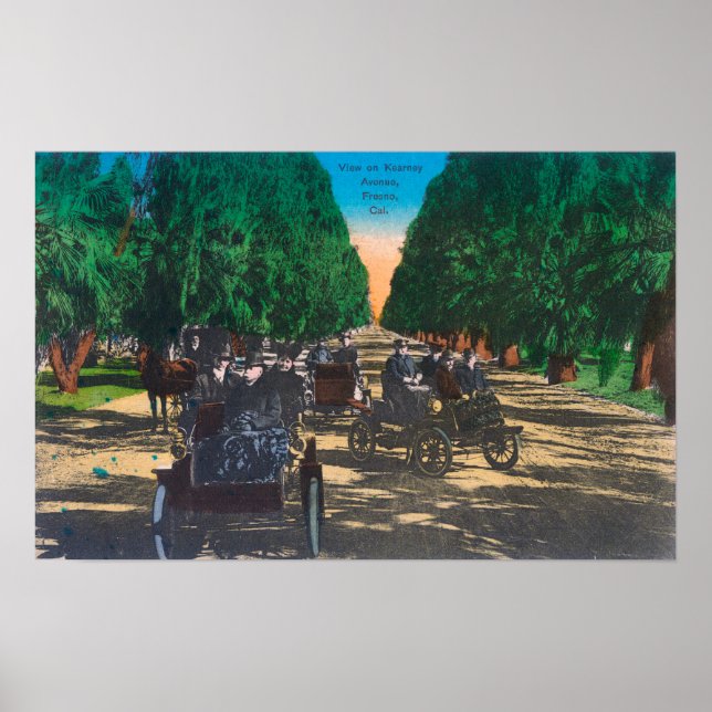 Model-T-Fords auf der Kearney AvenueFresno, CA Poster (Vorne)