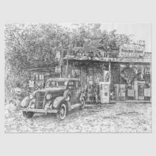 Model T & General Store Vintage Graue Decoupage Seidenpapier